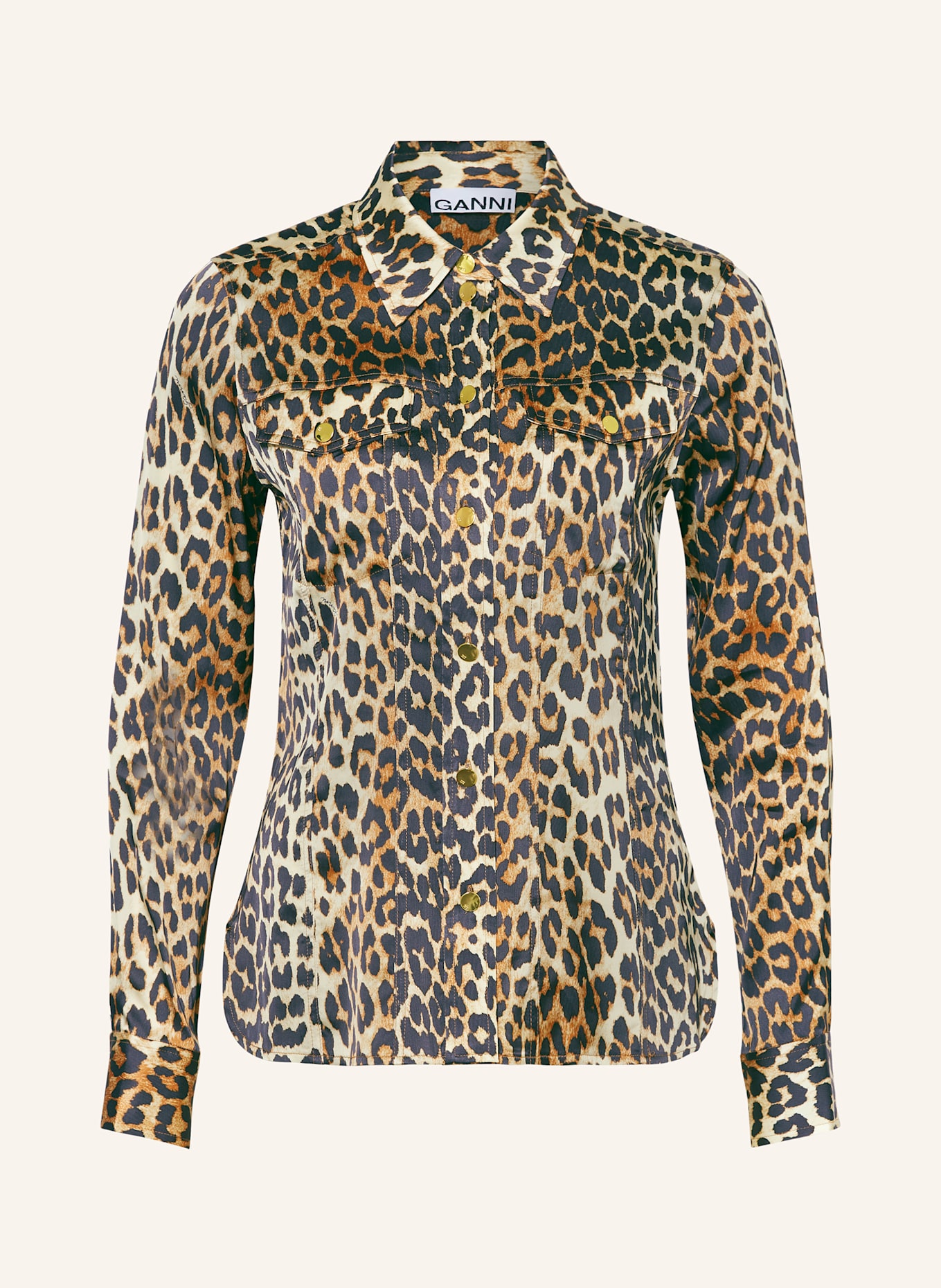Атласная блузка-рубашка Ganni, мультиколор 
Атласная блузка-рубашка Ganni, мультиколор