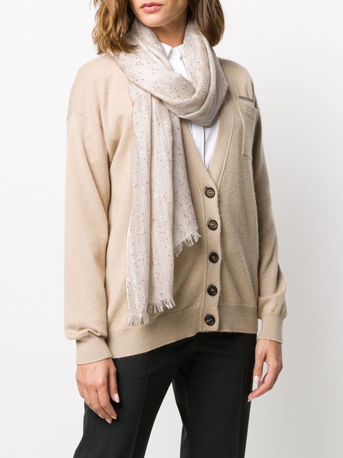 Brunello Cucinelli шарф с пайетками, нейтральный цвет
Brunello Cucinelli шарф с пайетками, нейтральный цвет