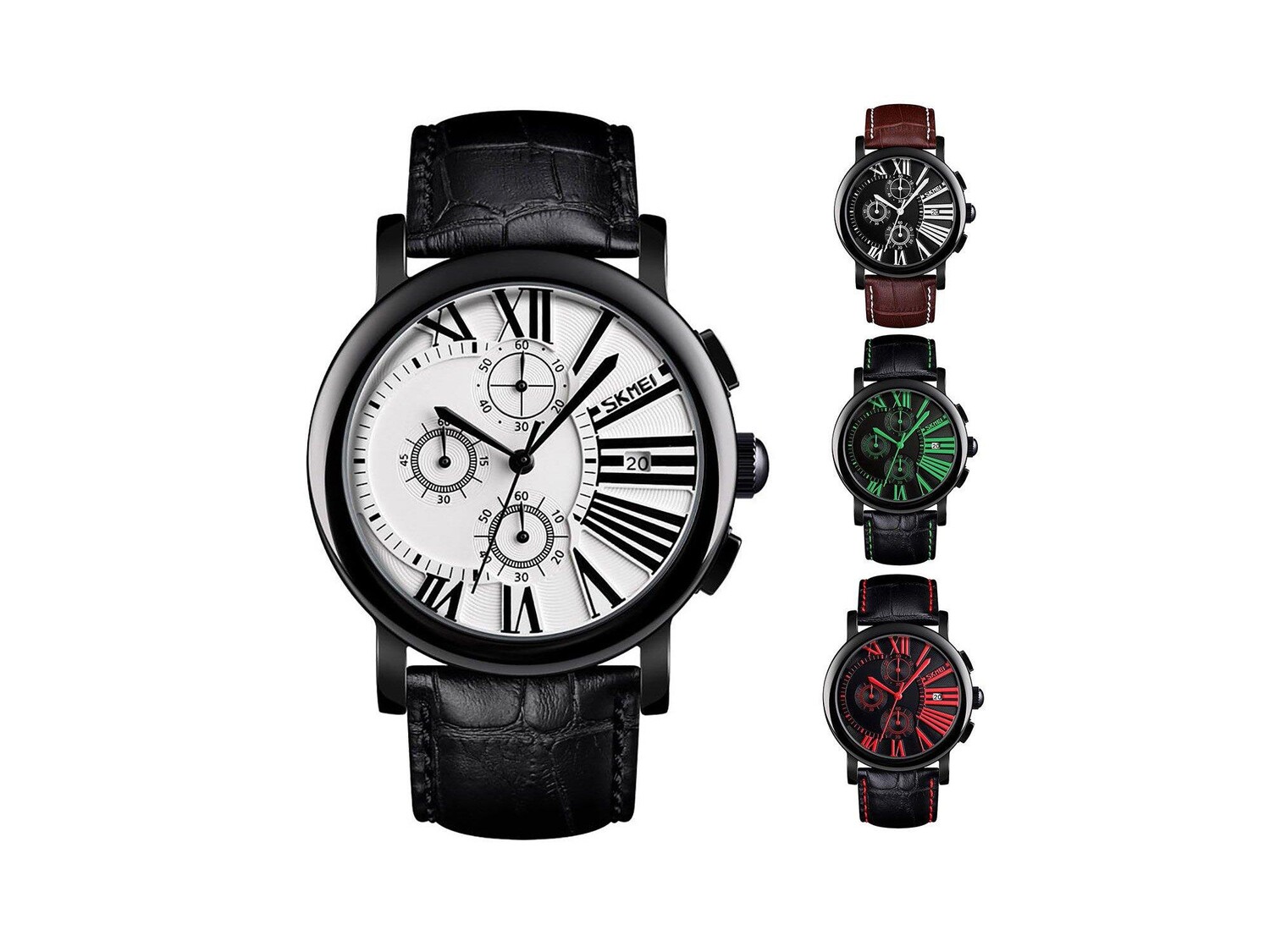 Мужские часы-хронограф с ремешком из натуральной кожи и дисплеем даты Skmei, мультиколор
Мужские часы-хронограф с ремешком из натуральной кожи и дисплеем даты Skmei, мультиколор