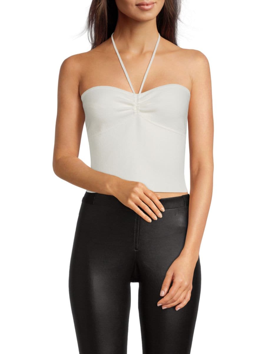 Кроптоп Linnie со сборками и воротником халтер Alice + Olivia, мягкий белый
Кроптоп Linnie со сборками и воротником халтер Alice + Olivia, мягкий белый