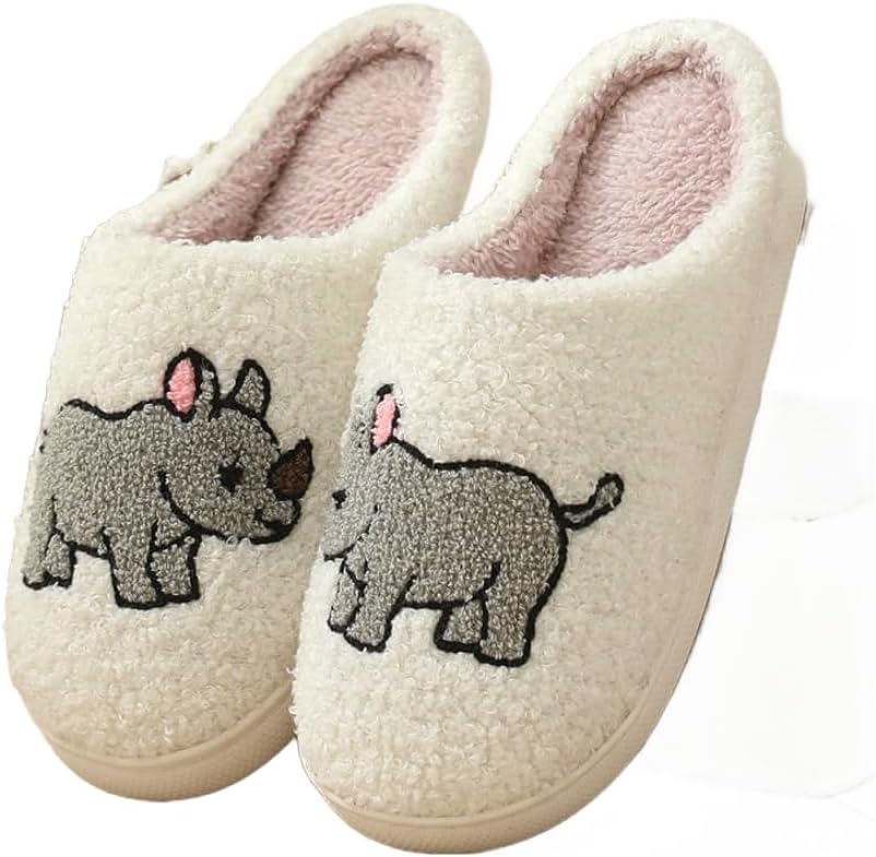 Зимние домашние тапочки с животными: плюшевые мультяшные противоскользящие комнатные обувь Fswinder, Rhinoceros
Зимние домашние тапочки с животными: плюшевые мультяшные противоскользящие комнатные обувь Fswinder, Rhinoceros