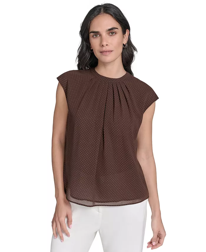 Женская блуза с короткими рукавами и круглым вырезом, украшенная шипами Calvin Klein, коричневый
Женская блуза с короткими рукавами и круглым вырезом, украшенная шипами Calvin Klein, коричневый