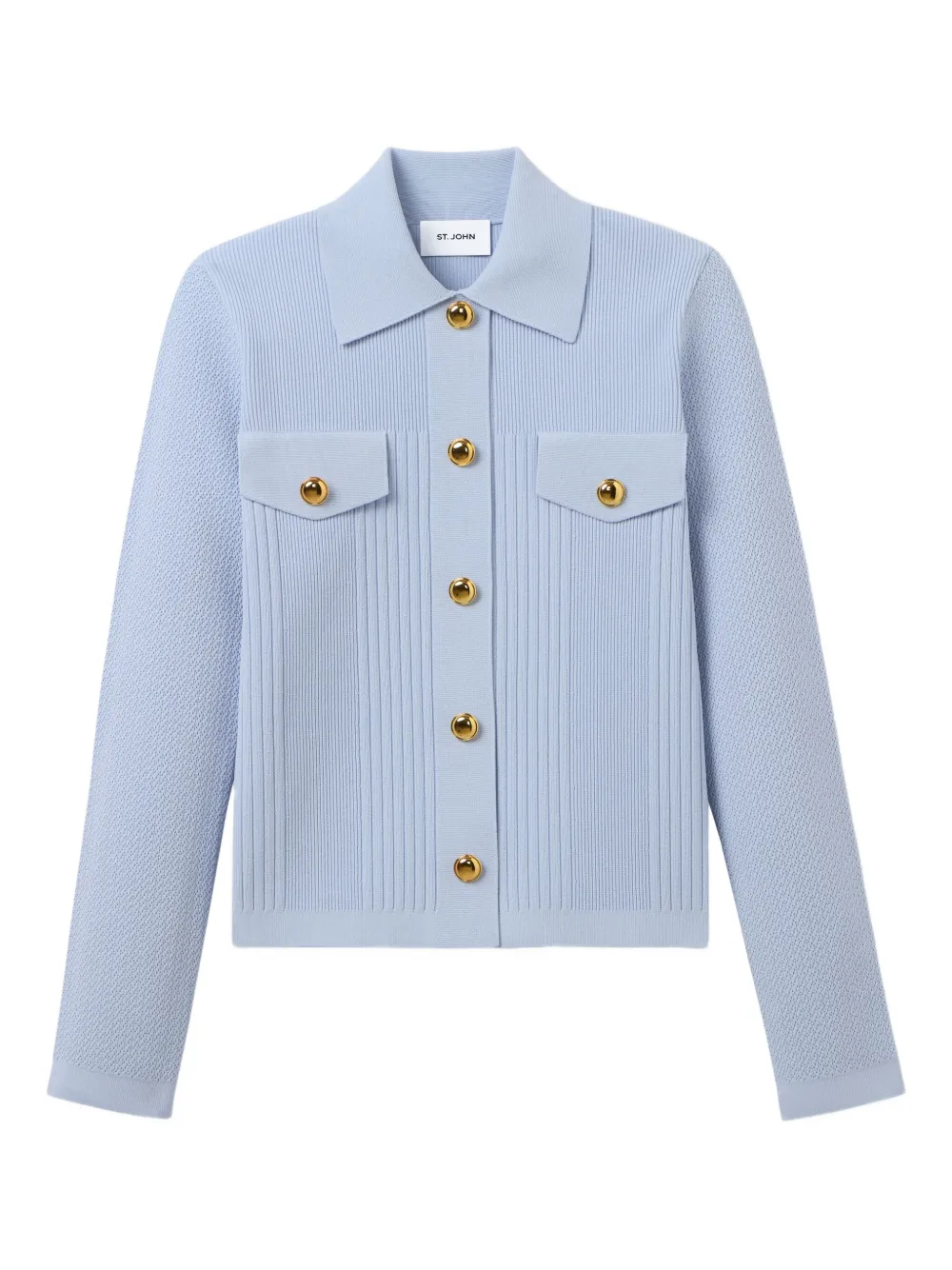 Кардиган из смешанной пряжи с плоской спинкой St. John, синий
Кардиган из смешанной пряжи с плоской спинкой St. John, синий