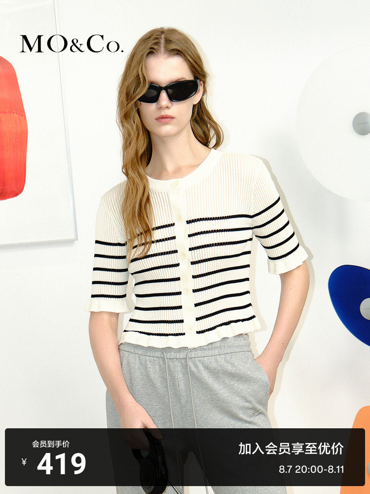 Полосатый кардиган Moco с рюшами, розовый
Полосатый кардиган Moco с рюшами, розовый