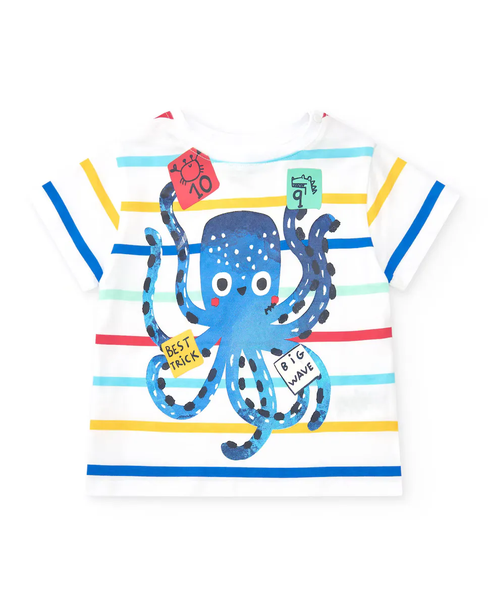 Полосатая футболка для мальчика с рисунком осьминога Tuc tuc, белый
Полосатая футболка для мальчика с рисунком осьминога Tuc tuc, белый
