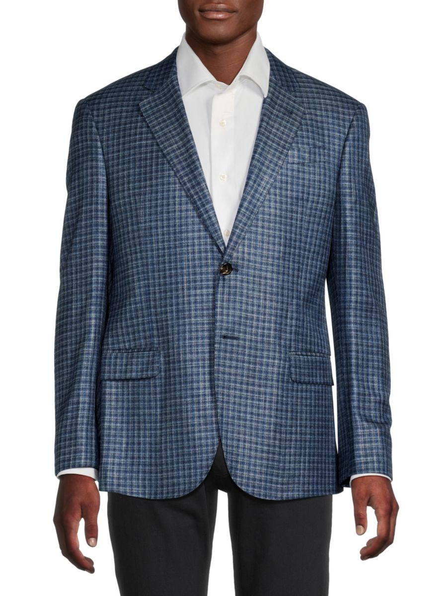 Клетчатый блейзер классического кроя Emporio Armani, синий
Клетчатый блейзер классического кроя Emporio Armani, синий