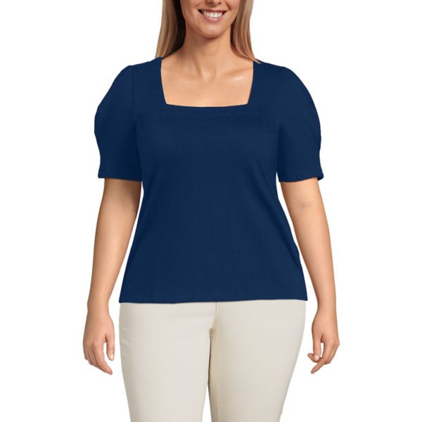 Женский топ с рукавами-фонариками и квадратным вырезом, стандартного и большого размера Lands' End, синий
Женский топ с рукавами-фонариками и квадратным вырезом, стандартного и большого размера Lands' End, синий