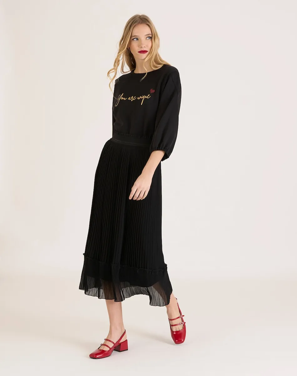 Юбка миди из плиссированной ткани Naf Naf, черный
Юбка миди из плиссированной ткани Naf Naf, черный