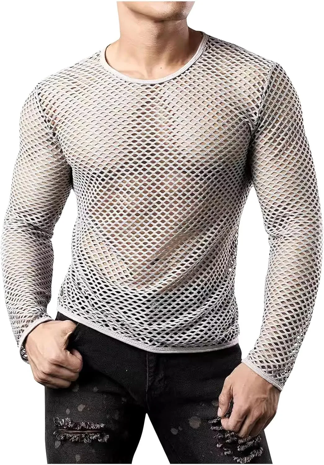 Мужская футболка Fishnet Mesh Slim Fitted с длинным рукавом
Мужская футболка Fishnet Mesh Slim Fitted с длинным рукавом