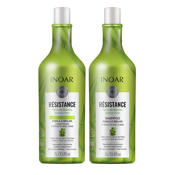 Укрепляющий набор для ломких и ослабленных волос: шампунь, 1000 мл + кондиционер, 1000 мл Inoar Résistance bambu
Укрепляющий набор для ломких и ослабленных волос: шампунь, 1000 мл + кондиционер, 1000 мл Inoar Résistance bambu