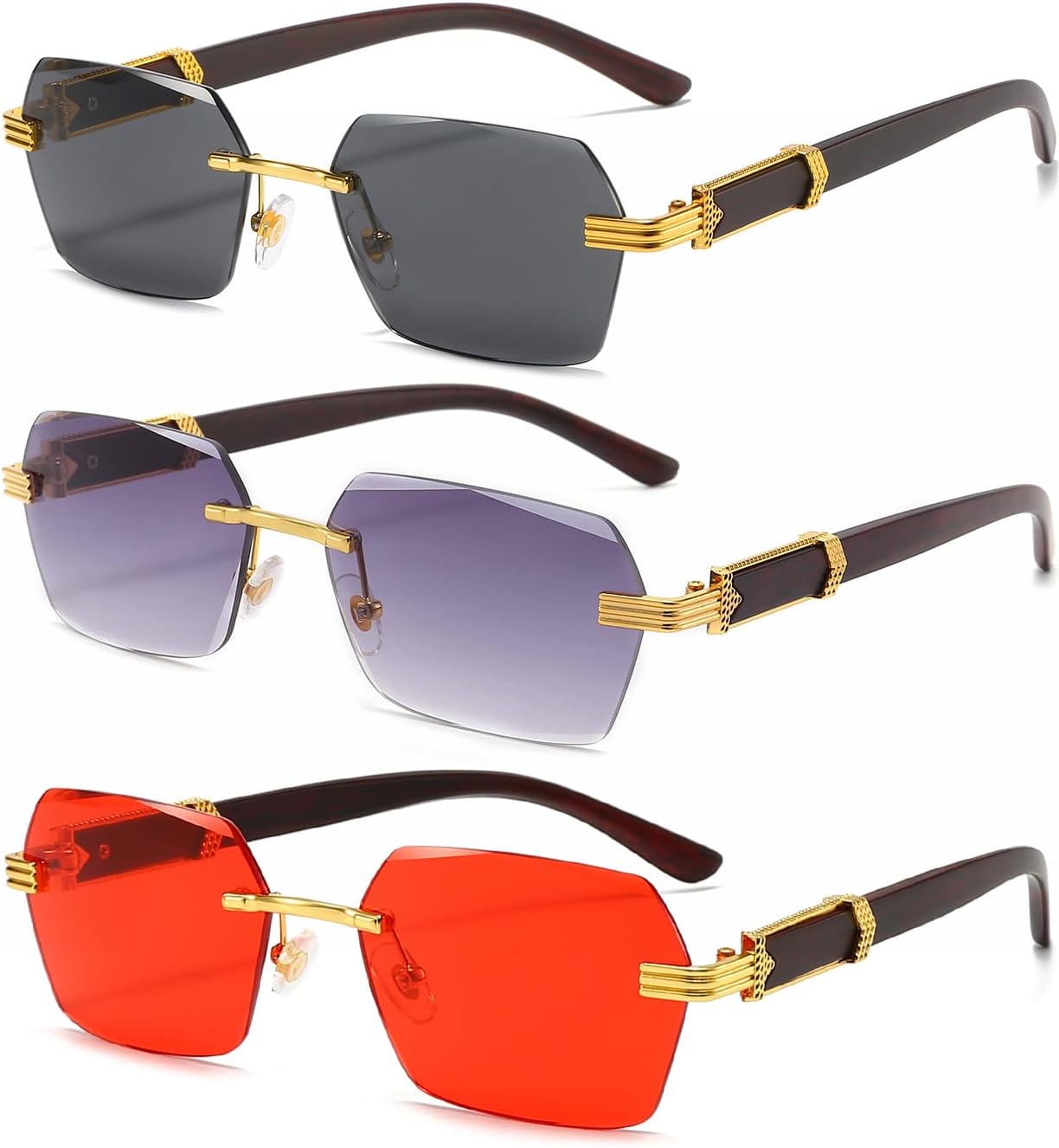 Солнцезащитные очки AIEYEZO в стиле ретро, без оправы, прямоугольные, унисекс, винтажные, безрамочные, модные, квадратные, тонированные, 3 Pack (Gold/Grey + Gold/Grey Gradient + Gold/Red)
Солнцезащитные очки AIEYEZO в стиле ретро, без оправы, прямоугольные, унисекс, винтажные, безрамочные, модные, квадратные, тонированные, 3 Pack (Gold/Grey + Gold/Grey Gradient + Gold/Red)