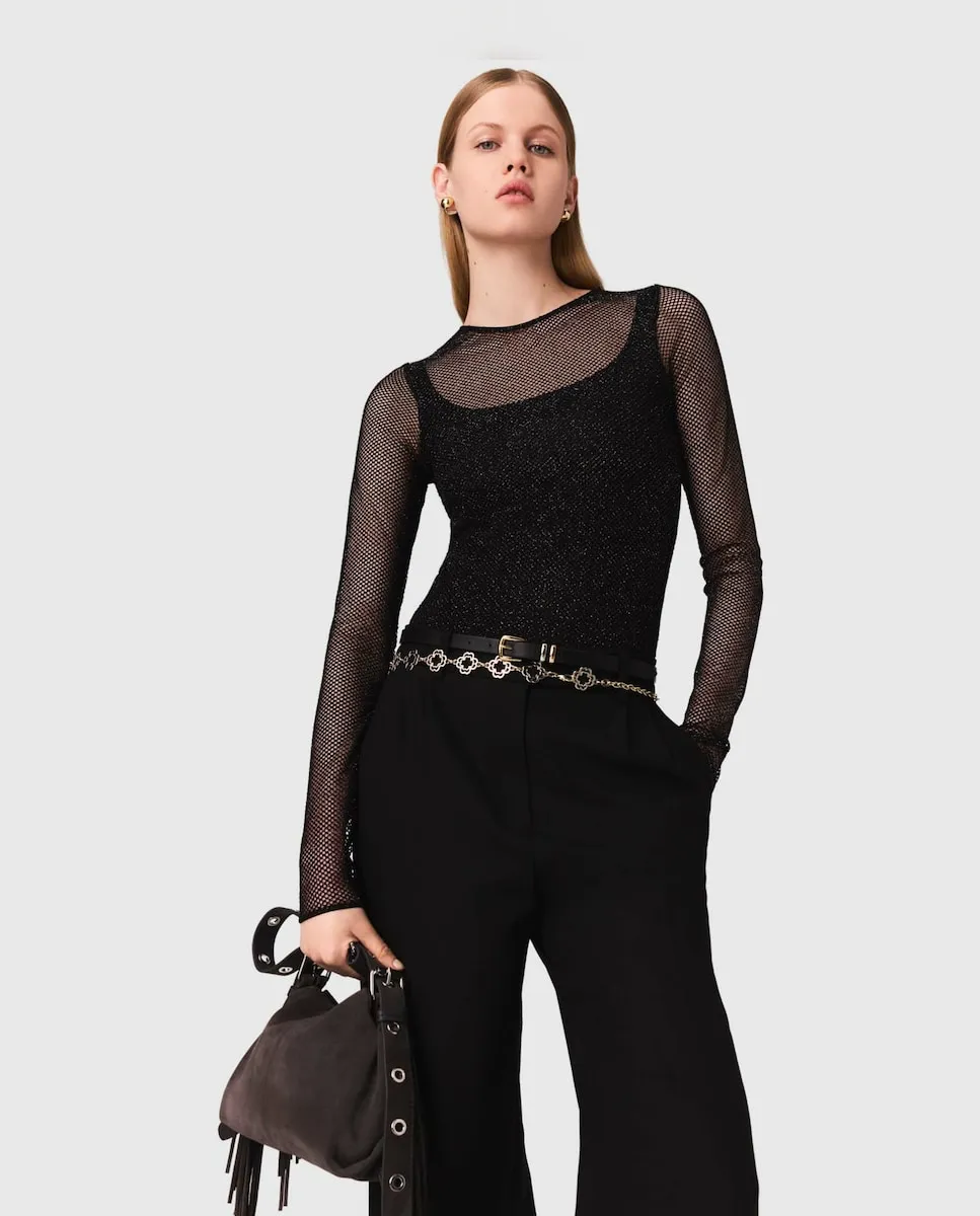 Женский топ из трикотажа со стразами Maje, черный
Женский топ из трикотажа со стразами Maje, черный