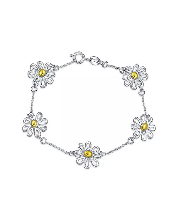 Летний весенний двухцветный браслет с подвесками в виде подсолнуха и ромашки, покрытый желтым золотом, стерлинговое серебро Bling Jewelry, gold-silver
Летний весенний двухцветный браслет с подвесками в виде подсолнуха и ромашки, покрытый желтым золотом, стерлинговое серебро Bling Jewelry, gold-silver