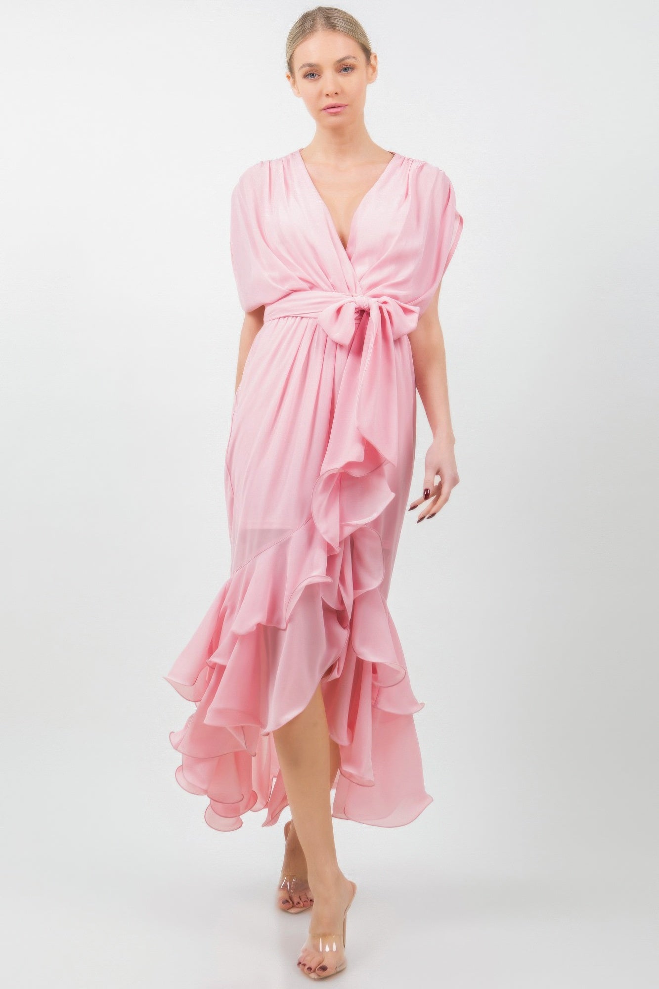 FASHNZFAB Женское однотонное платье миди с завязками на талии и оборками, цвет mauve
FASHNZFAB Женское однотонное платье миди с завязками на талии и оборками, цвет mauve