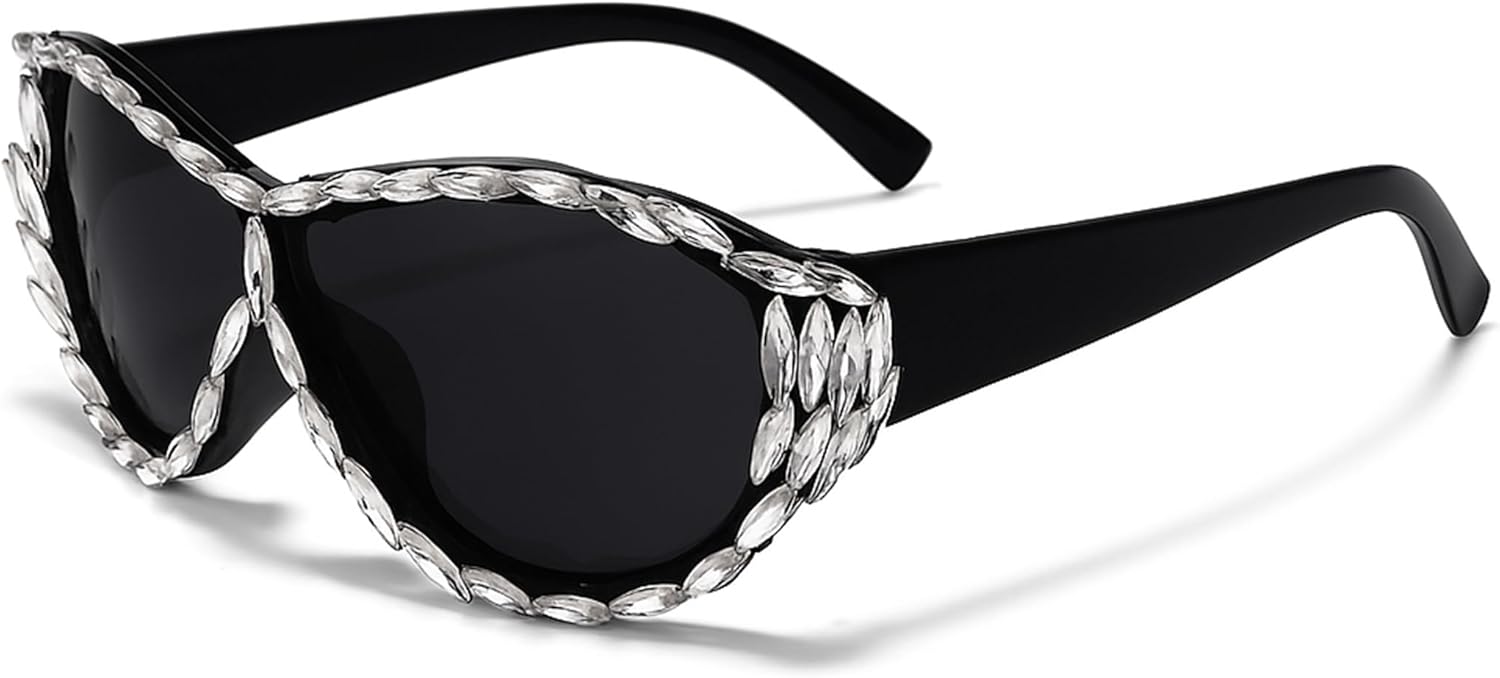 bullabulling Большие сверкающие солнцезащитные очки для женщин в стиле Y2K с кристаллами, круглые солнцезащитные очки для мужчин, солнцезащитные очки в стиле панк для вождения, Black
bullabulling Большие сверкающие солнцезащитные очки для женщин в стиле Y2K с кристаллами, круглые солнцезащитные очки для мужчин, солнцезащитные очки в стиле панк для вождения, Black