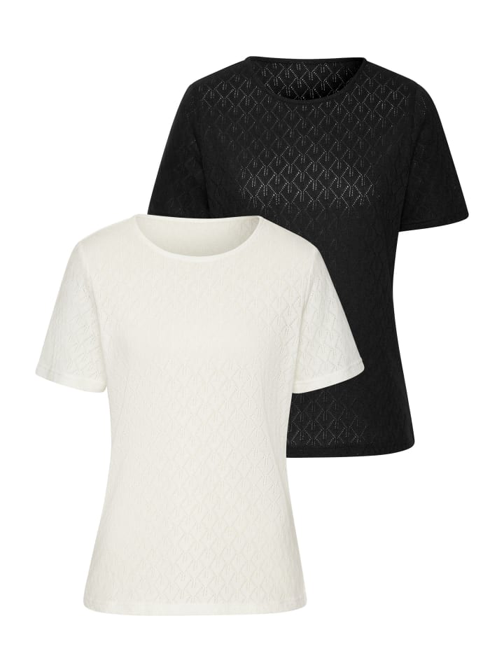 Рубашка с короткими рукавами кремового и черного цветов Vivance
Рубашка с короткими рукавами кремового и черного цветов Vivance