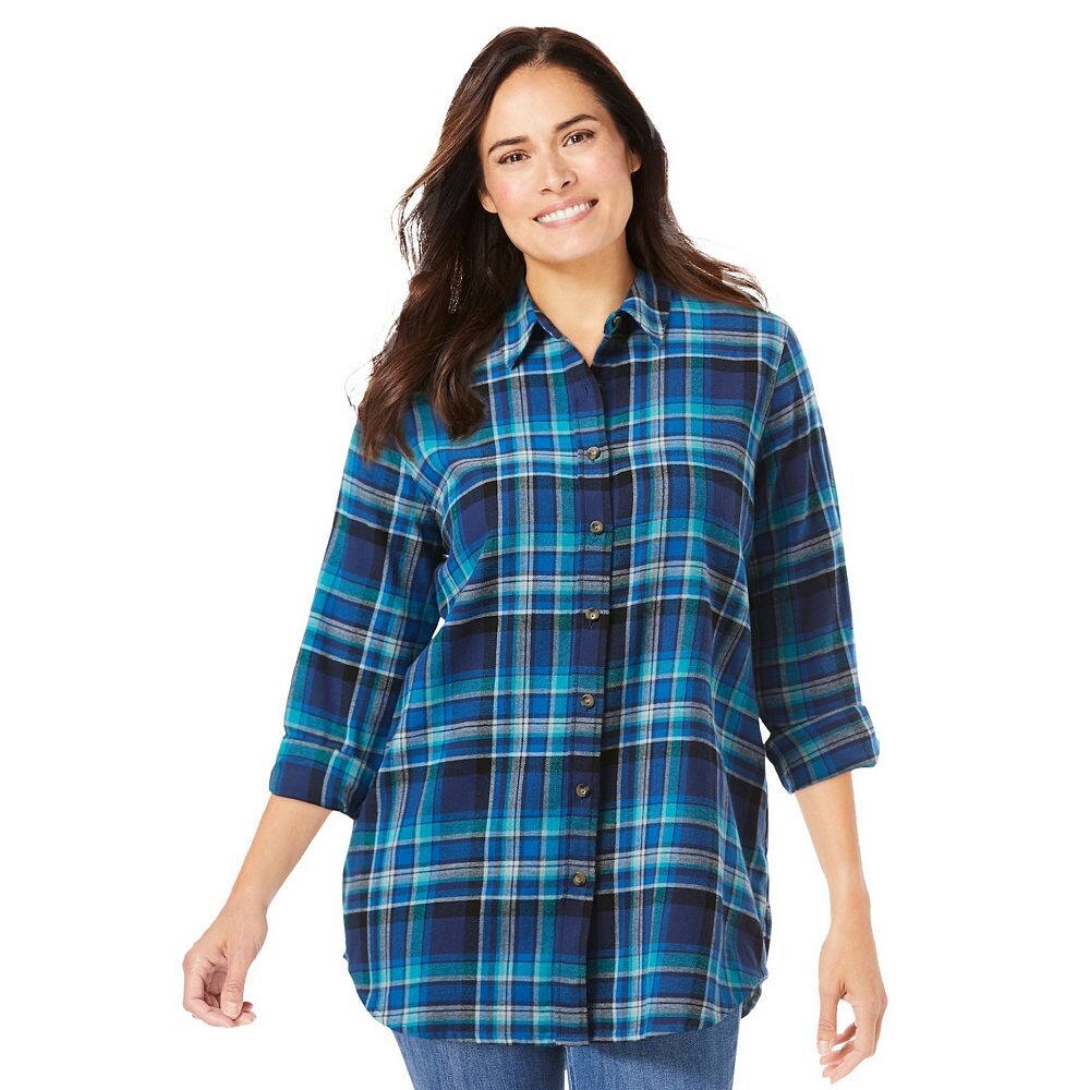 Женщина в женской классической фланелевой рубашке больших размеров Woman Within, цвет Bright Cobalt Plaid
Женщина в женской классической фланелевой рубашке больших размеров Woman Within, цвет Bright Cobalt Plaid