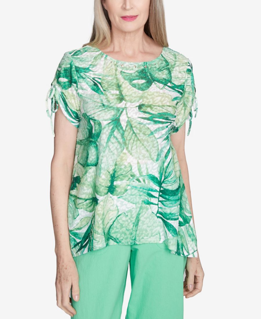 Женская футболка Rise Shine Monotone Tropical Leaf с круглым вырезом Alfred Dunner, Lime
Женская футболка Rise Shine Monotone Tropical Leaf с круглым вырезом Alfred Dunner, Lime