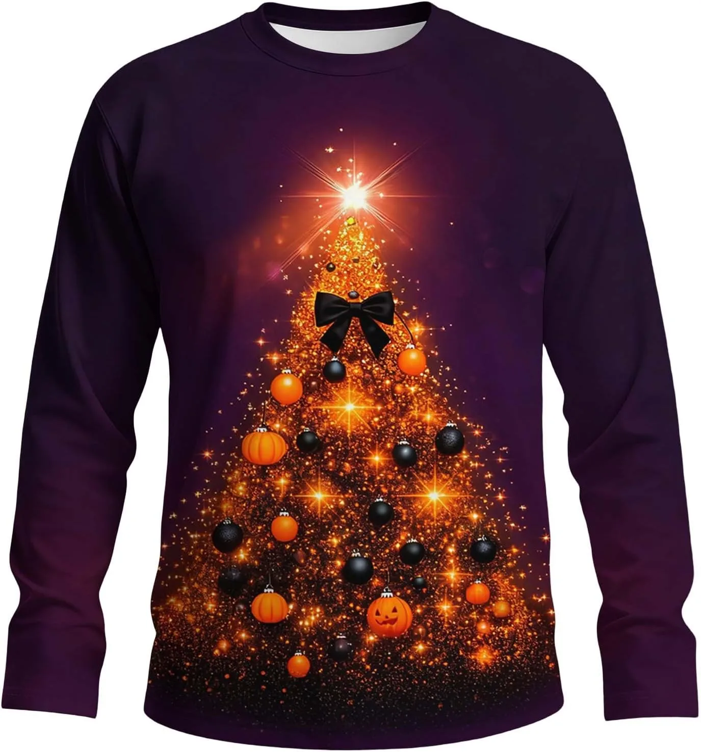 Мужская рождественская футболка с длинным рукавом и принтом в виде ёлки
Мужская рождественская футболка с длинным рукавом и принтом в виде ёлки