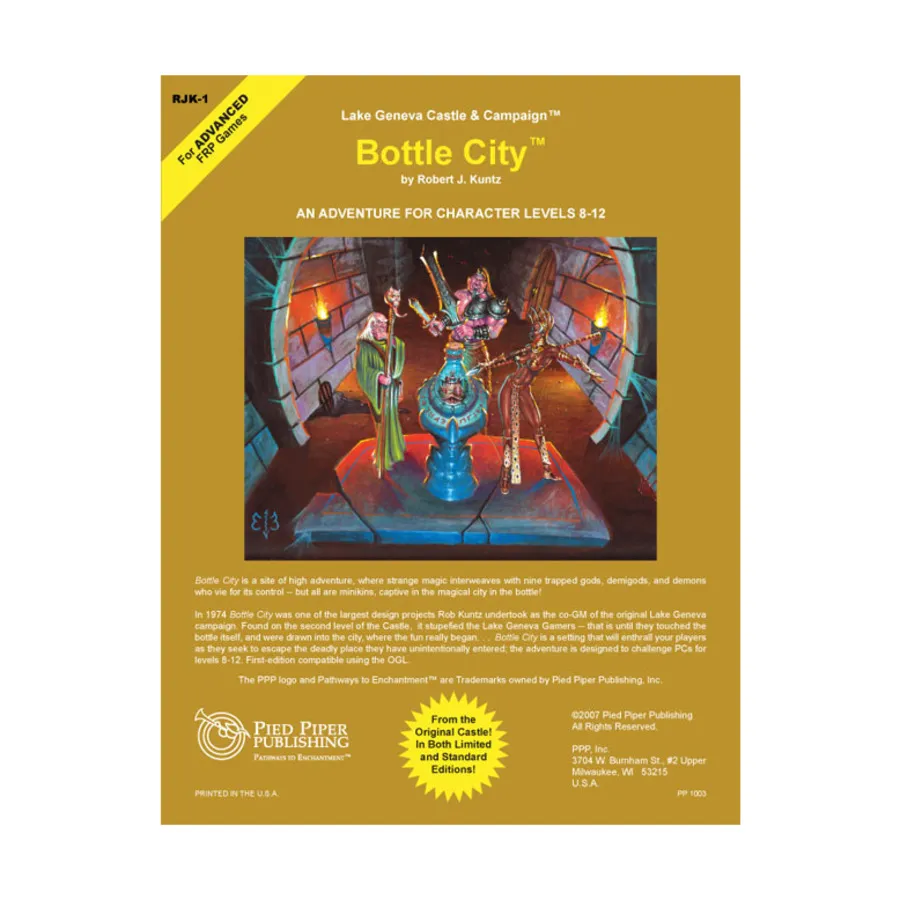 Модуль Original Bottle City (Limited Collector's Edition) w/Color Copies of Original Map, Lake Geneva Castle & Campaign
Модуль Original Bottle City (Limited Collector's Edition) w/Color Copies of Original Map, Lake Geneva Castle & Campaign