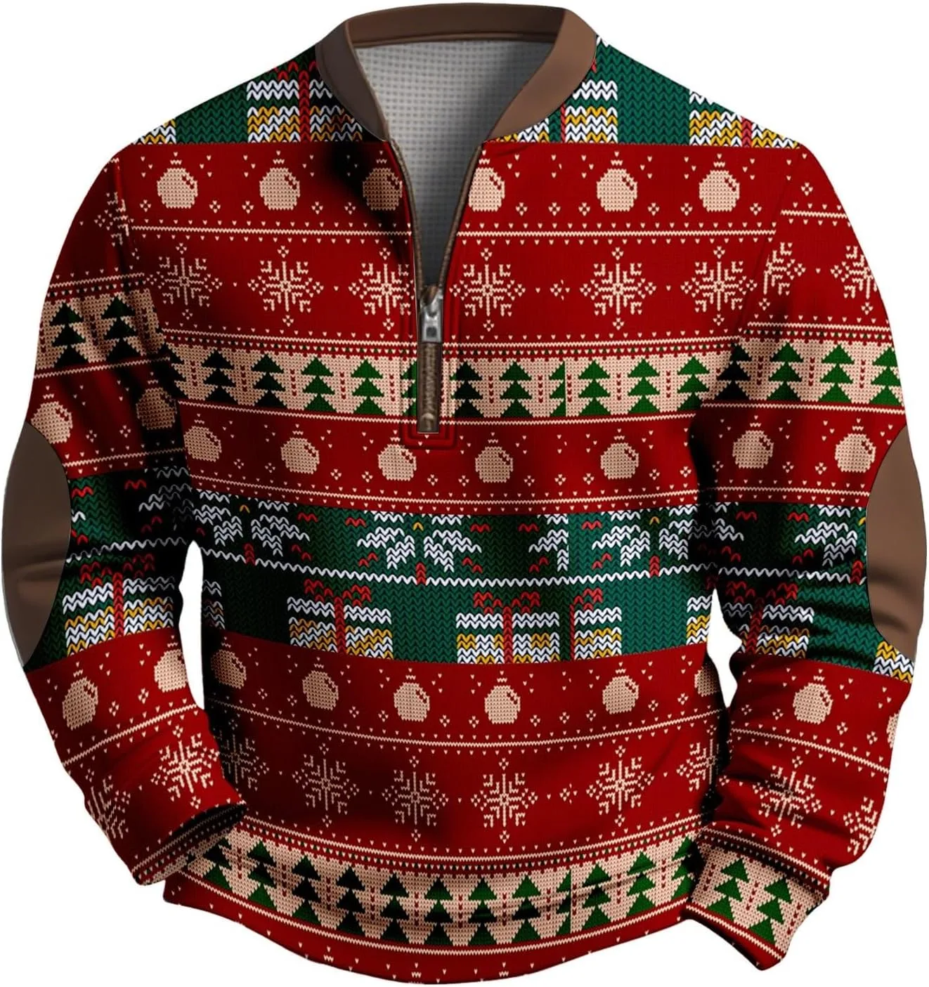 Мужской свитер с V-образным вырезом и молнией на четверть, с рождественским принтом и налокотниками CRNTCEM
Мужской свитер с V-образным вырезом и молнией на четверть, с рождественским принтом и налокотниками CRNTCEM