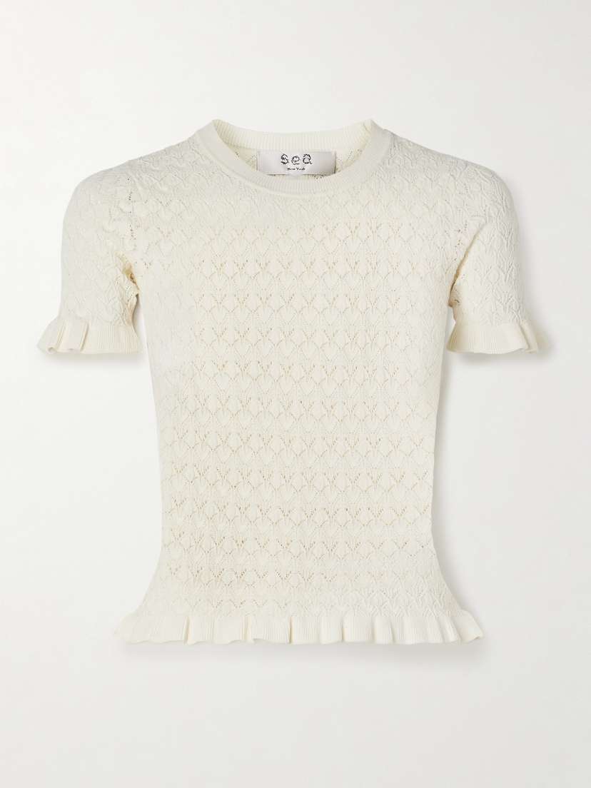 Топ ажурной вязки Rue с оборками Sea, бежевый
Топ ажурной вязки Rue с оборками Sea, бежевый