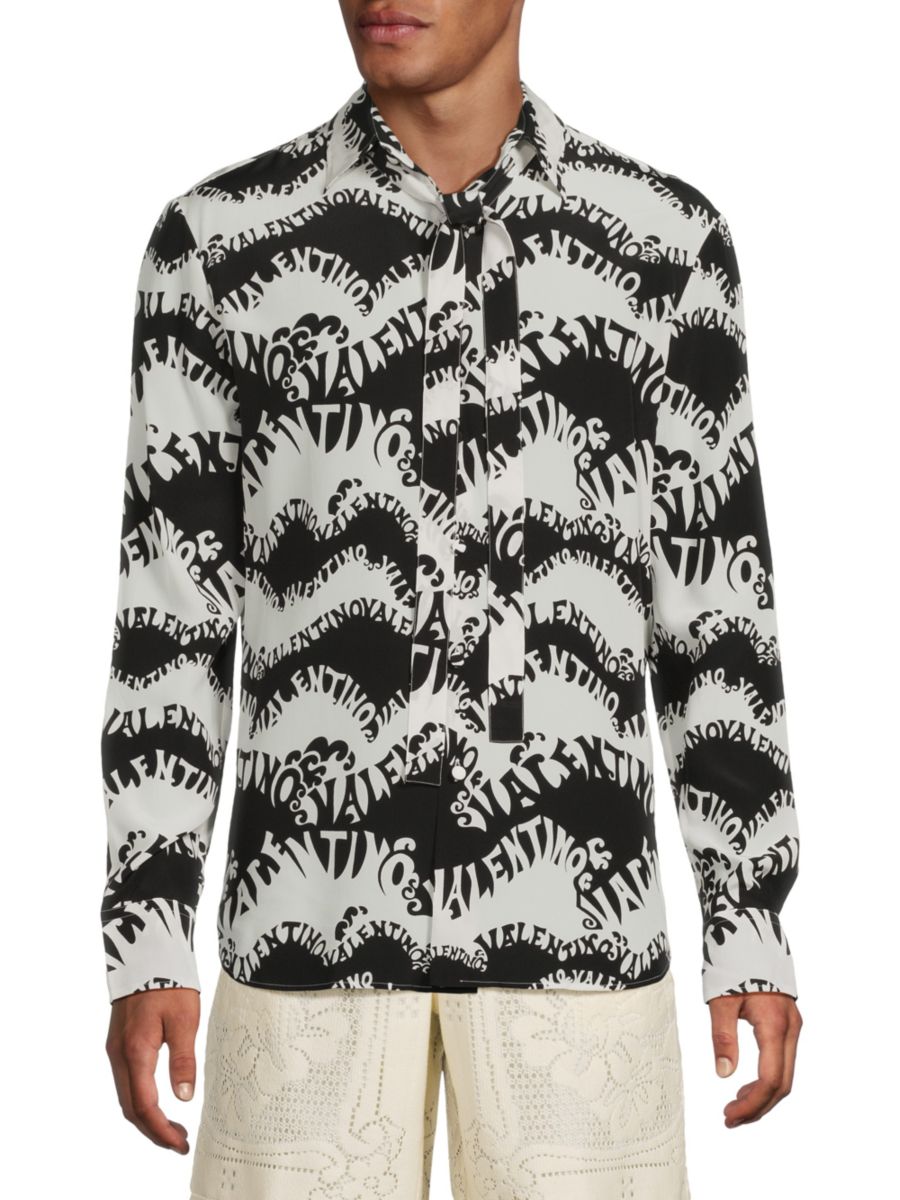 Шелковая рубашка с монограммой Valentino, черный/белый
Шелковая рубашка с монограммой Valentino, черный/белый