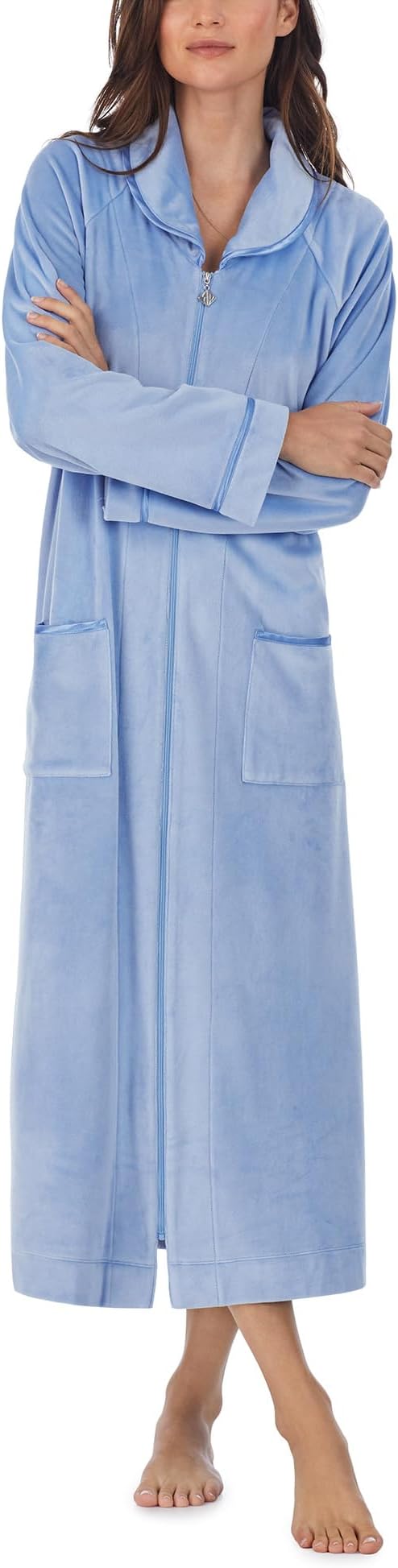 Женский велюровый халат с длинными рукавами на молнии Eileen West, Winter Lake Blue
Женский велюровый халат с длинными рукавами на молнии Eileen West, Winter Lake Blue
