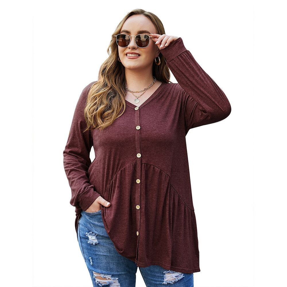 Женские повседневные туники больших размеров, плиссированные расклешенные блузки с V-образным вырезом и пуговицами Kojooin, красный
Женские повседневные туники больших размеров, плиссированные расклешенные блузки с V-образным вырезом и пуговицами Kojooin, красный