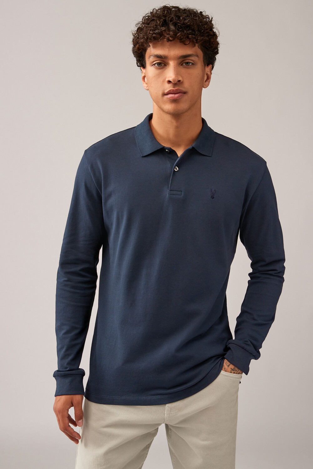 Рубашка поло с длинными рукавами из пике Next, синий
Рубашка поло с длинными рукавами из пике Next, синий