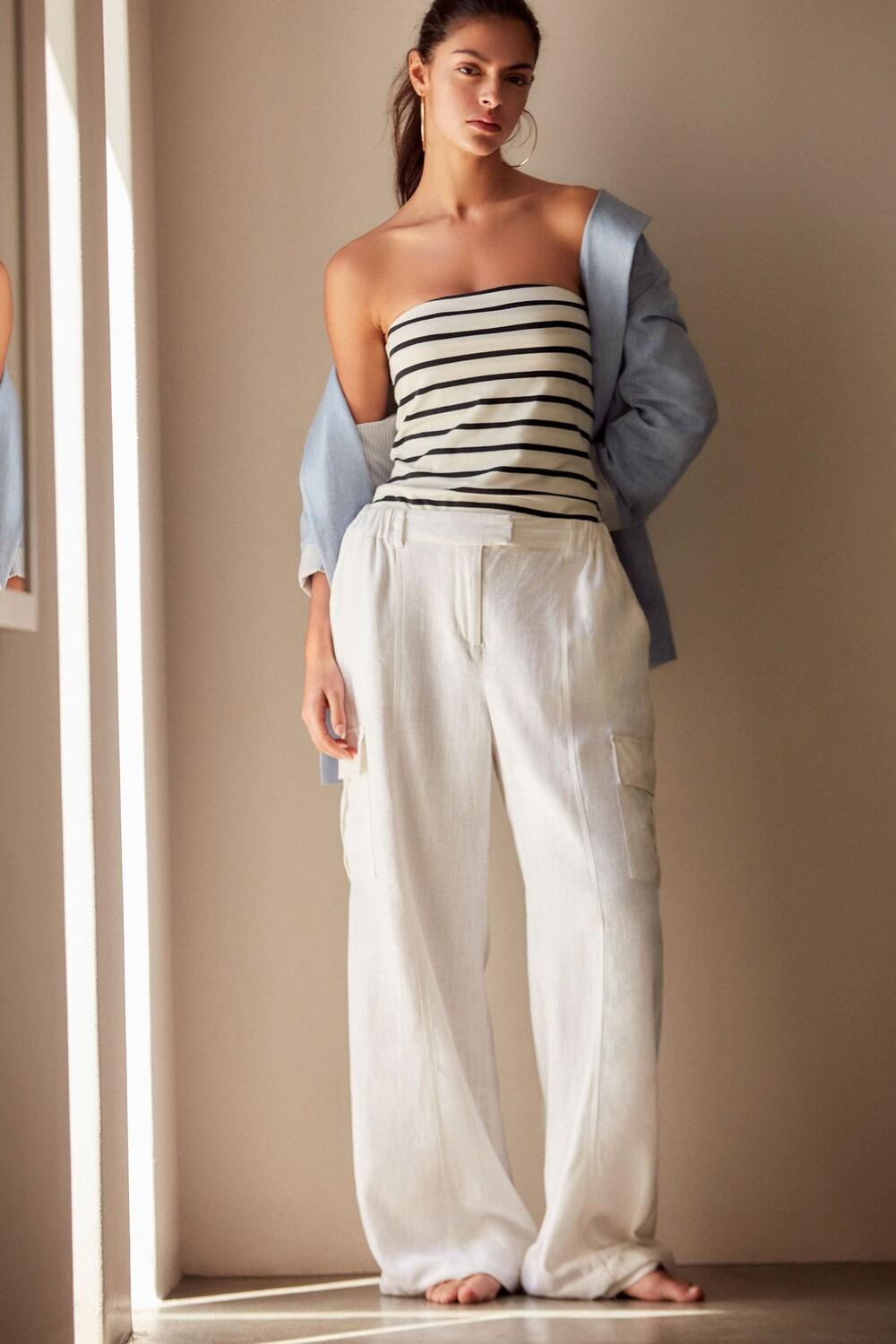 Широкие брюки в стиле милитари из смесового льна Next, белый
Широкие брюки в стиле милитари из смесового льна Next, белый