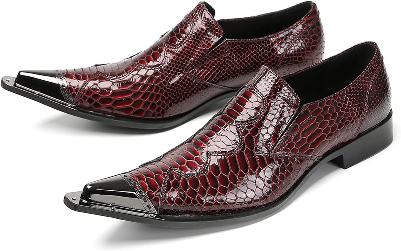 Мужские слипоны Santimon Penny Loafers - повседневные и нарядные туфли бордового цвета с узором под крокодила, из натуральной кожи, с металлическим заостренным носком и золотыми акцентами для вечеринки, дискотеки или бара
Мужские слипоны Santimon Penny Loafers - повседневные и нарядные туфли бордового цвета с узором под крокодила, из натуральной кожи, с металлическим заостренным носком и золотыми акцентами для вечеринки, дискотеки или бара