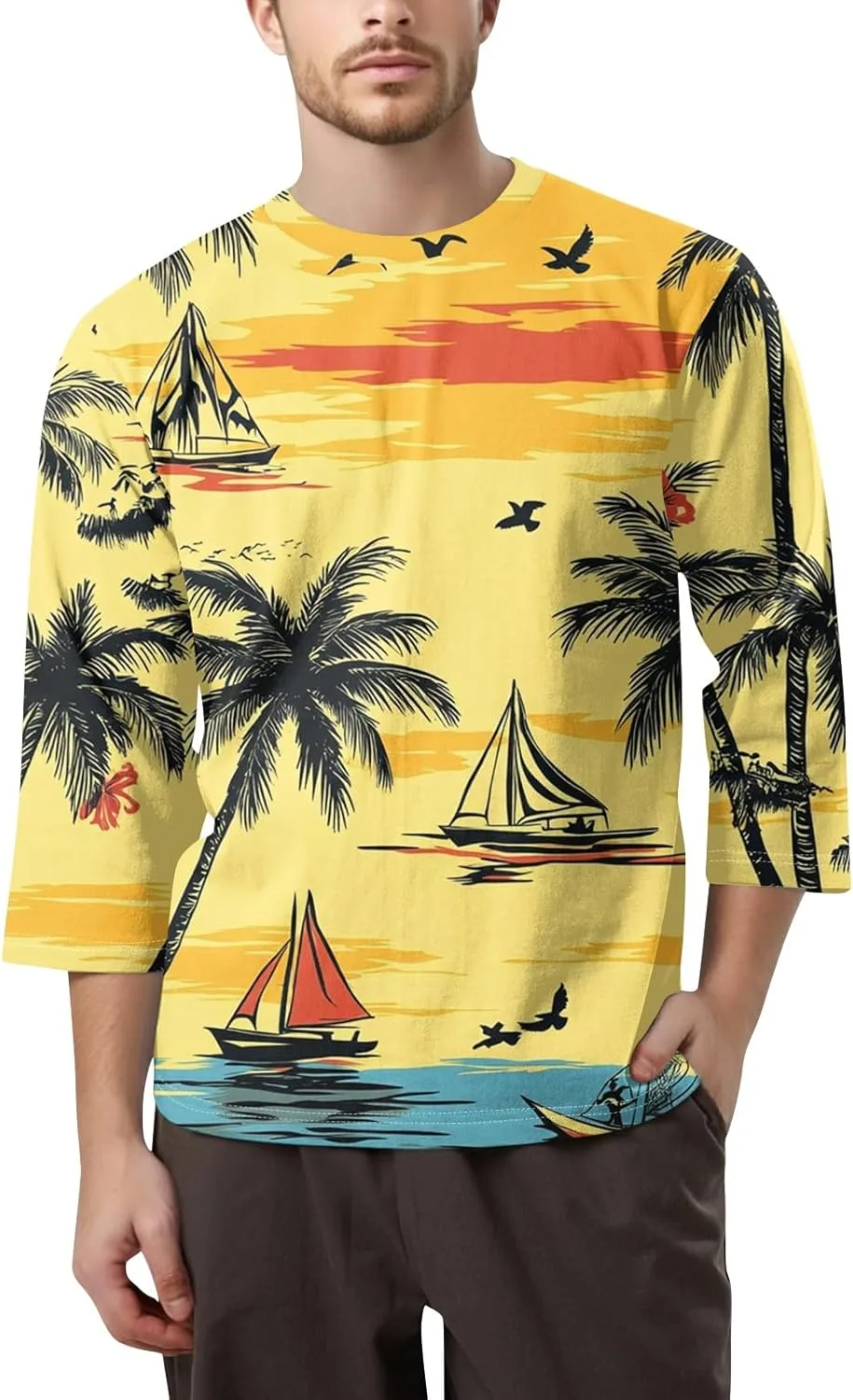 WENKOMG1 мужская футболка с гавайским принтом 3/4 рукава
WENKOMG1 мужская футболка с гавайским принтом 3/4 рукава