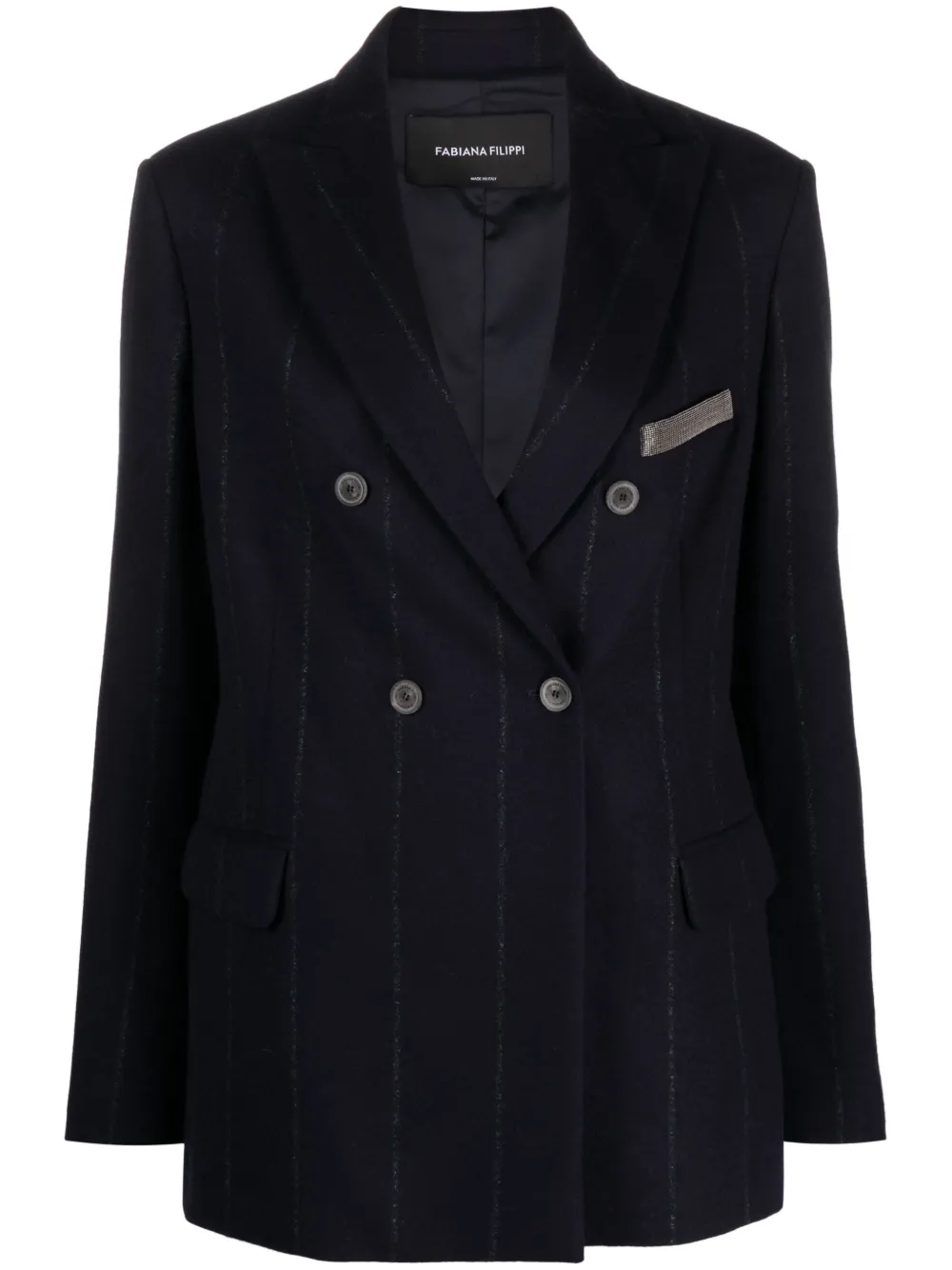 Однобортный блейзер с отделкой в полоску Fabiana Filippi, синий
Однобортный блейзер с отделкой в полоску Fabiana Filippi, синий