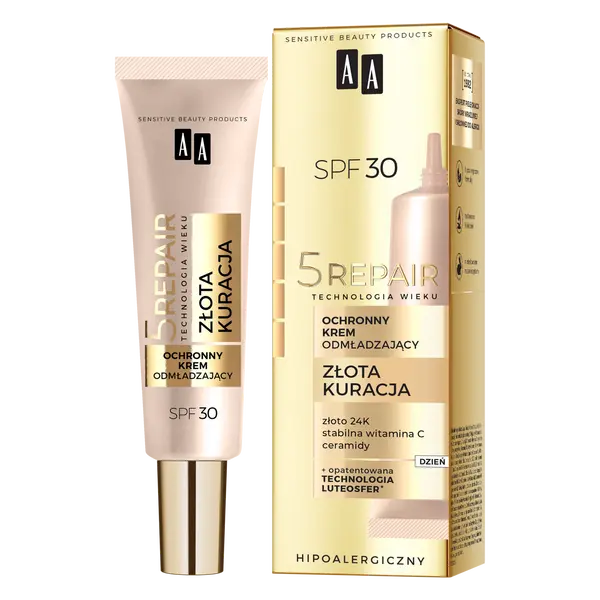 Защитный омолаживающий крем для лица с spf30, 50 мл Aa Technologia wieku 5repair 
Защитный омолаживающий крем для лица с spf30, 50 мл Aa Technologia wieku 5repair