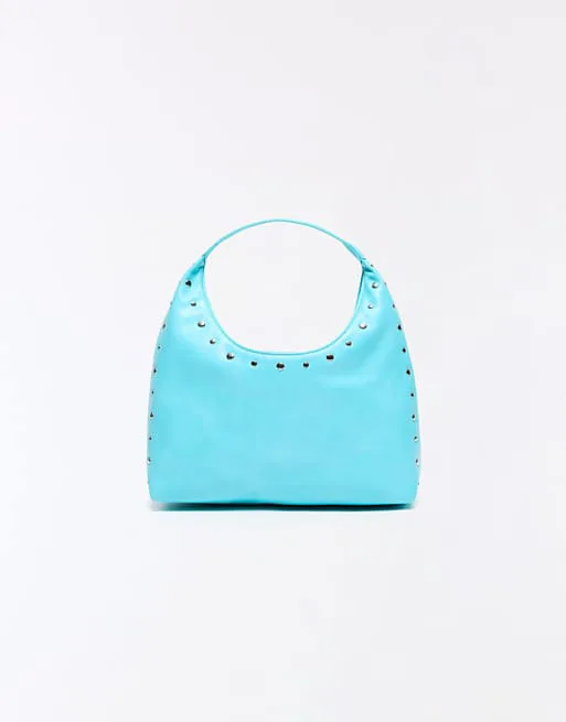 Светло-желтая кожаная сумка-ведро Bershka с заклепками
Светло-желтая кожаная сумка-ведро Bershka с заклепками