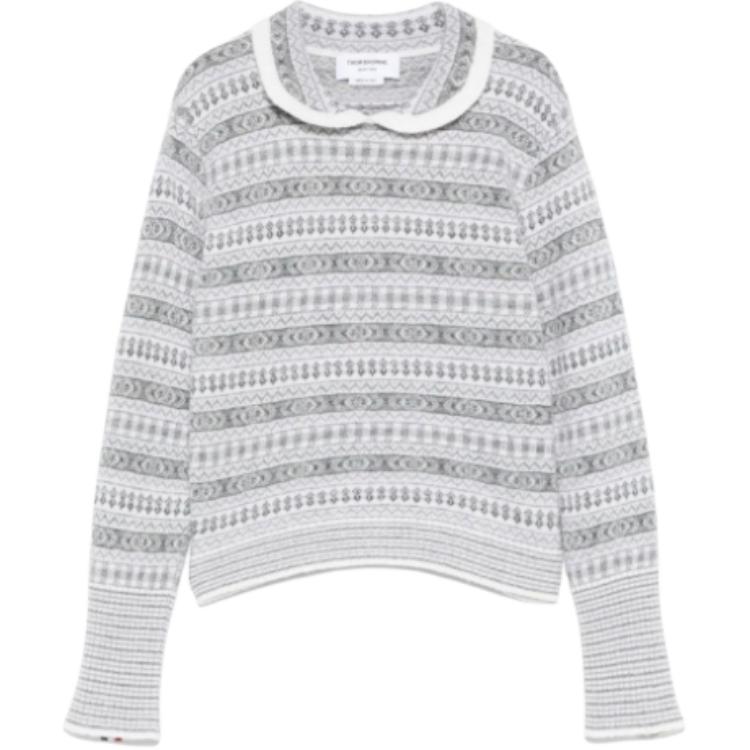 Свитер с воротником питер пэн в технике фэр айл THOM BROWNE, белый
Свитер с воротником питер пэн в технике фэр айл THOM BROWNE, белый