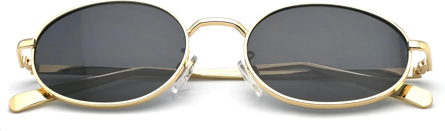 Ретро овальные солнцезащитные очки для женщин и мужчин, модные золотые солнцезащитные очки в винтажной металлической оправе Teumire, A01 Gold Frame/Grey Lens
Ретро овальные солнцезащитные очки для женщин и мужчин, модные золотые солнцезащитные очки в винтажной металлической оправе Teumire, A01 Gold Frame/Grey Lens