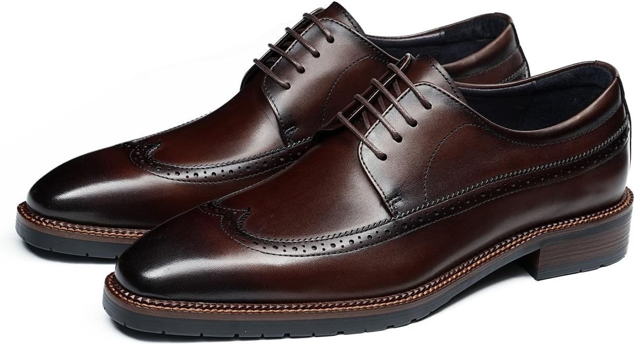 Мужские классические оксфорды Santimon из натуральной кожи, броги с крыльями, на шнуровке, с прочной резиновой подошвой для работы, свадьбы и официальных мероприятий, Coffee
Мужские классические оксфорды Santimon из натуральной кожи, броги с крыльями, на шнуровке, с прочной резиновой подошвой для работы, свадьбы и официальных мероприятий, Coffee