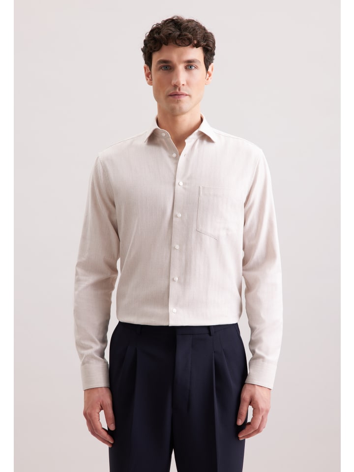 Обычная фланелевая рубашка бежевого цвета Seidensticker
Обычная фланелевая рубашка бежевого цвета Seidensticker