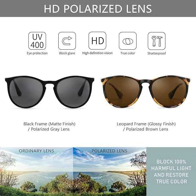 Винтажные круглые солнцезащитные очки для женщин и мужчин в классическом ретро-дизайнерском стиле Generic, 2 Pack (Polarized): Matte Black/Gray+glossy Leopard/Brown
Винтажные круглые солнцезащитные очки для женщин и мужчин в классическом ретро-дизайнерском стиле Generic, 2 Pack (Polarized): Matte Black/Gray+glossy Leopard/Brown