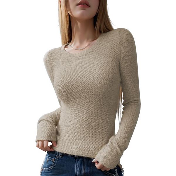 Женский вязаный свитер с длинным рукавом и круглым вырезом slim-fit Clearflower, Khaki
Женский вязаный свитер с длинным рукавом и круглым вырезом slim-fit Clearflower, Khaki