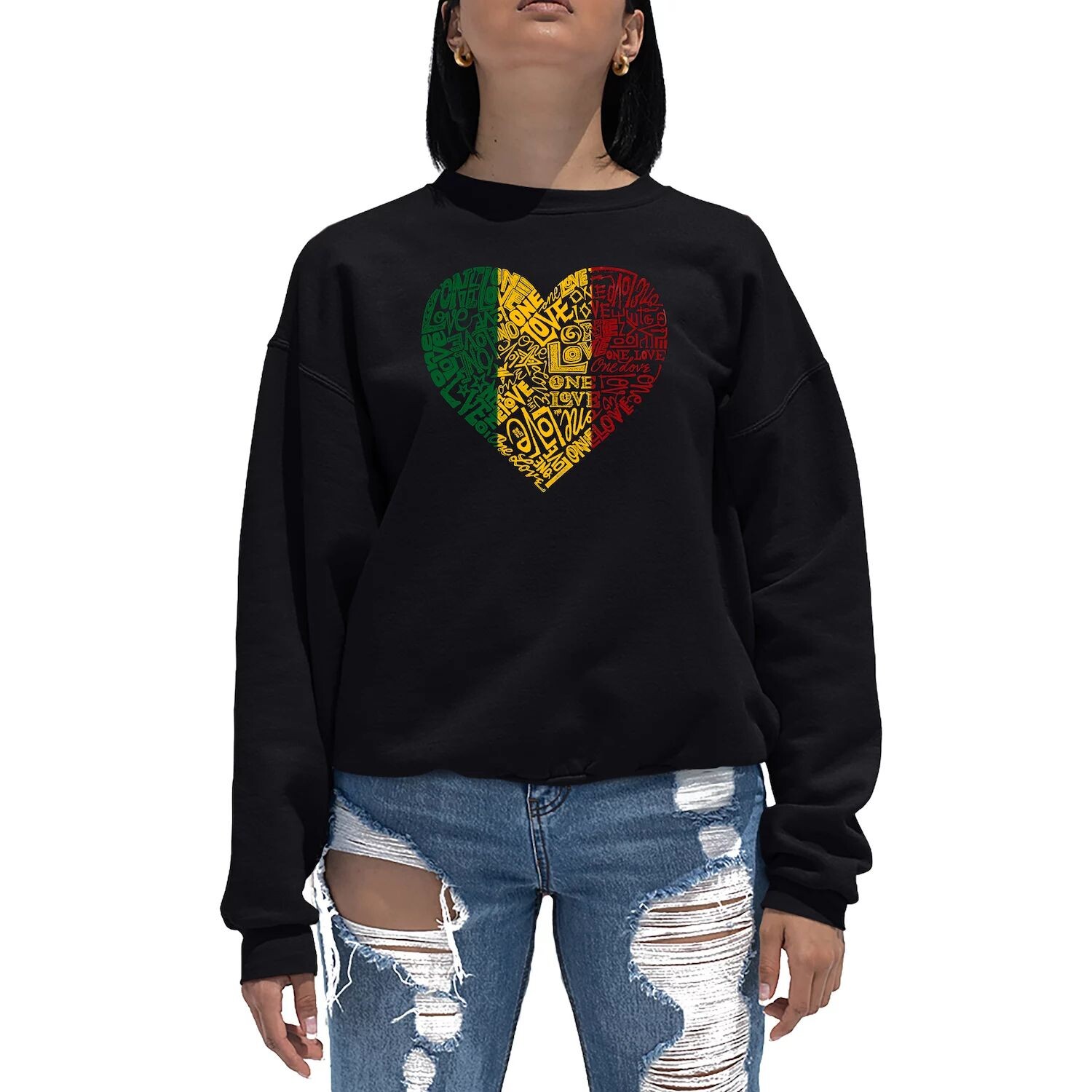 One Love Heart — женский свитшот с круглым вырезом с рисунком Word Art LA Pop Art, черный
One Love Heart — женский свитшот с круглым вырезом с рисунком Word Art LA Pop Art, черный