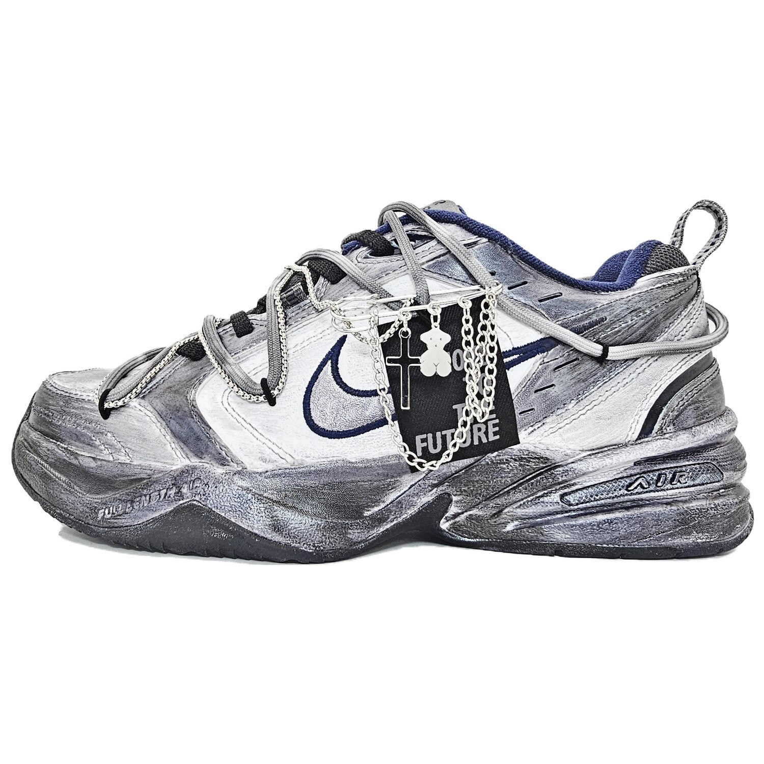 Кастомизированные кроссовки Nike Air Monarch 4 Chunky Sneakers Unisex, серебряный 
Кастомизированные кроссовки Nike Air Monarch 4 Chunky Sneakers Unisex, серебряный