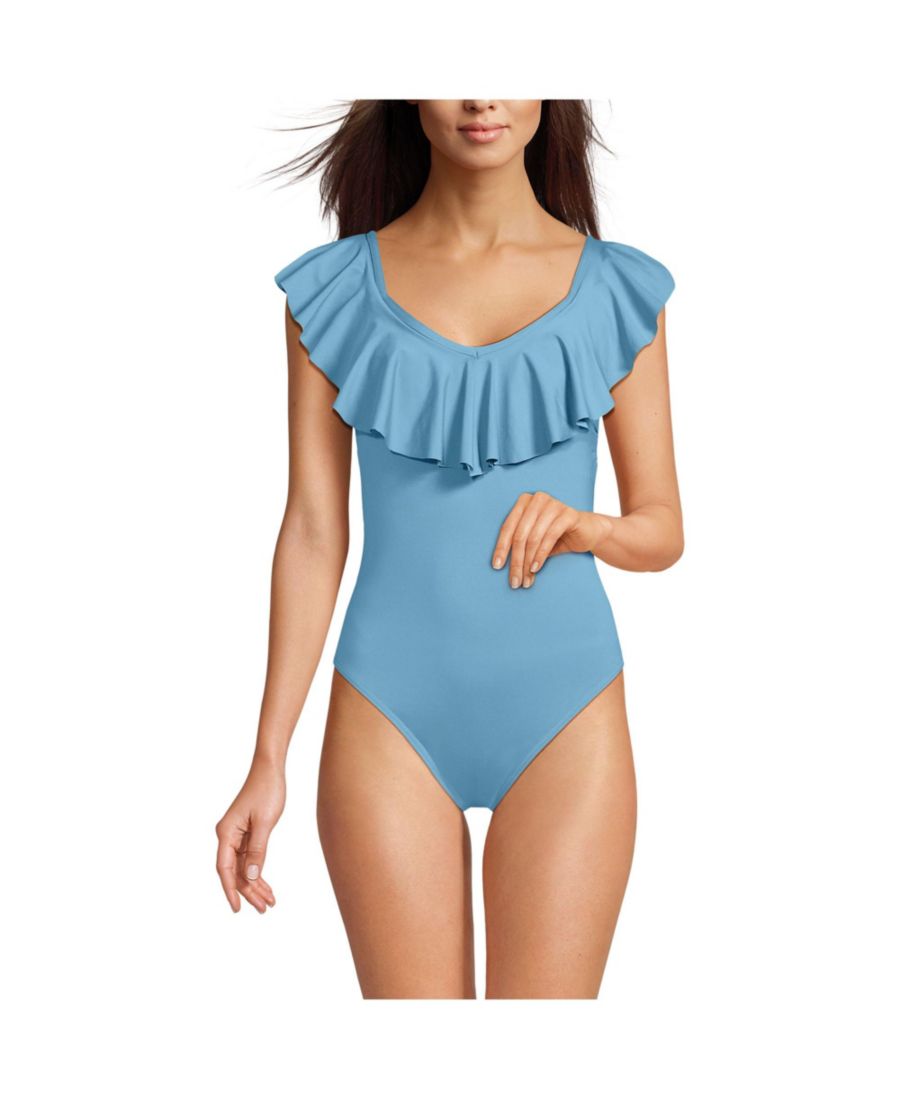 Женский слитный купальник с рюшами, V-образным вырезом и высокой посадкой Lands' End, Washed blue silver
Женский слитный купальник с рюшами, V-образным вырезом и высокой посадкой Lands' End, Washed blue silver