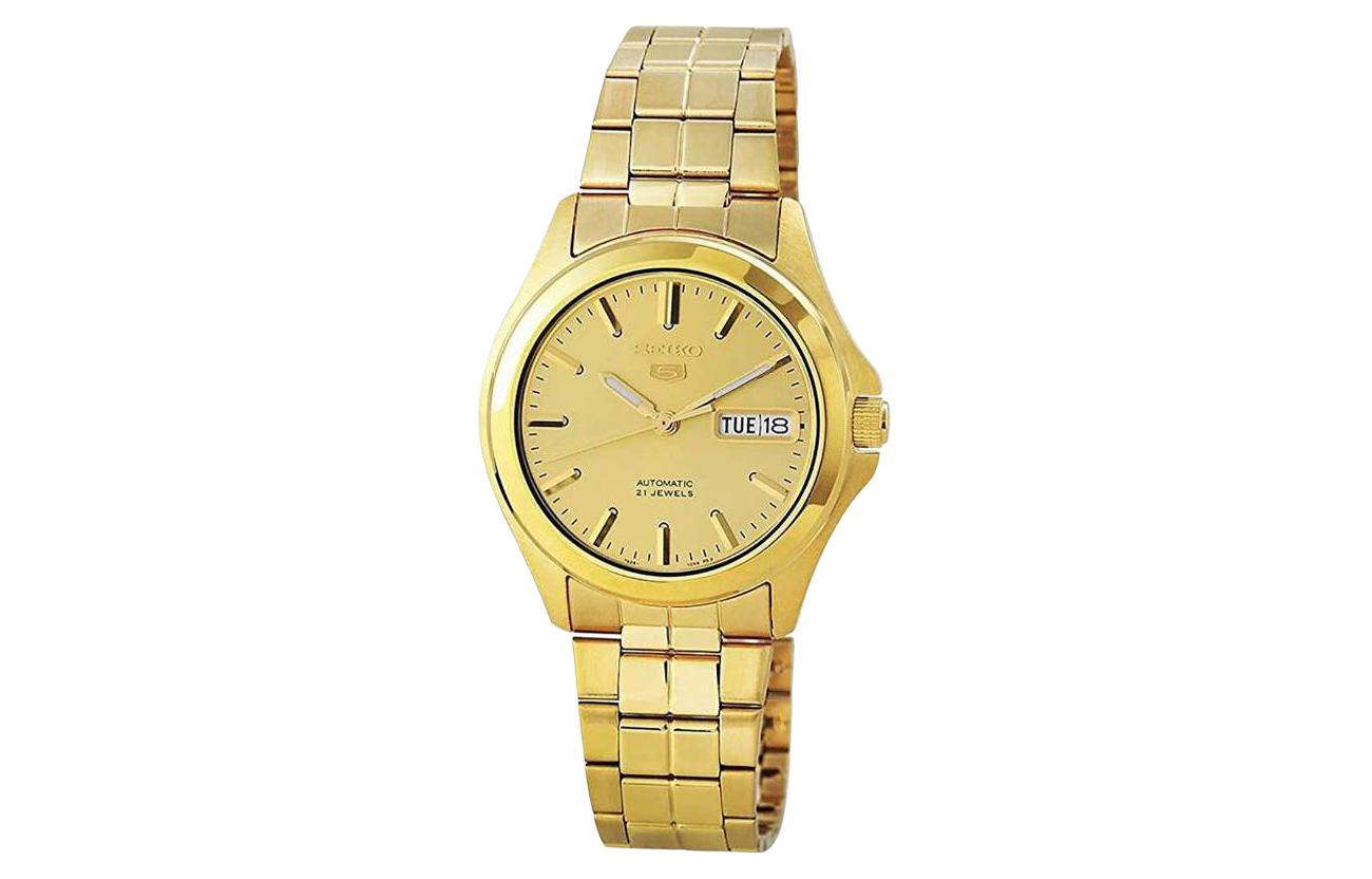 SEIKO Мужские часы с автоматическим механическим механизмом, стальной браслет, циферблат Gold
SEIKO Мужские часы с автоматическим механическим механизмом, стальной браслет, циферблат Gold