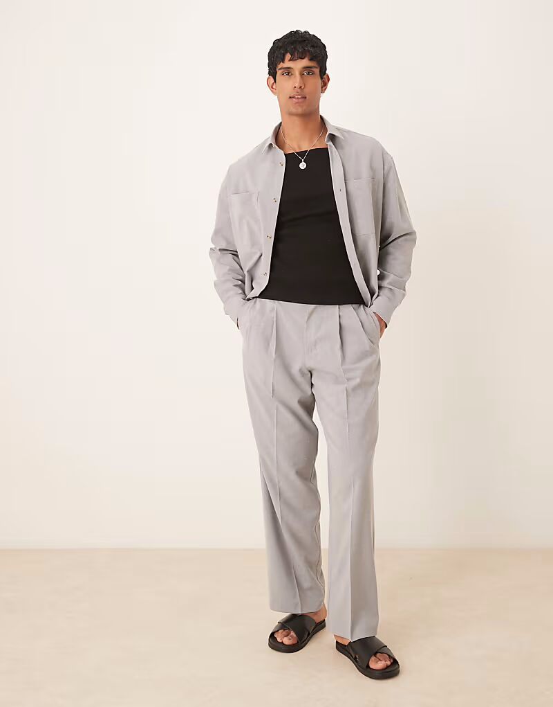 Широкие брюки ASOS DESIGN из серого льна с двойными складками, комплект
Широкие брюки ASOS DESIGN из серого льна с двойными складками, комплект