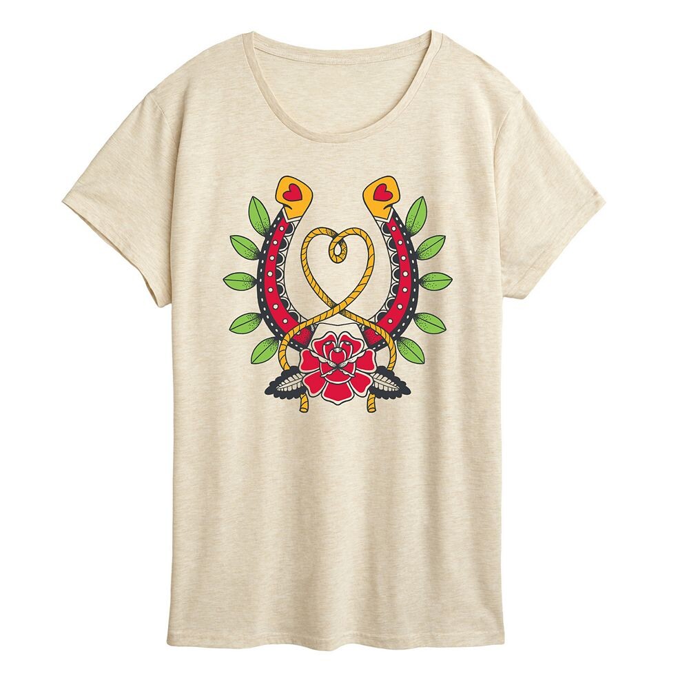 Женская футболка с рисунком подковы в стиле готический вестерн, бежевый
Женская футболка с рисунком подковы в стиле готический вестерн, бежевый