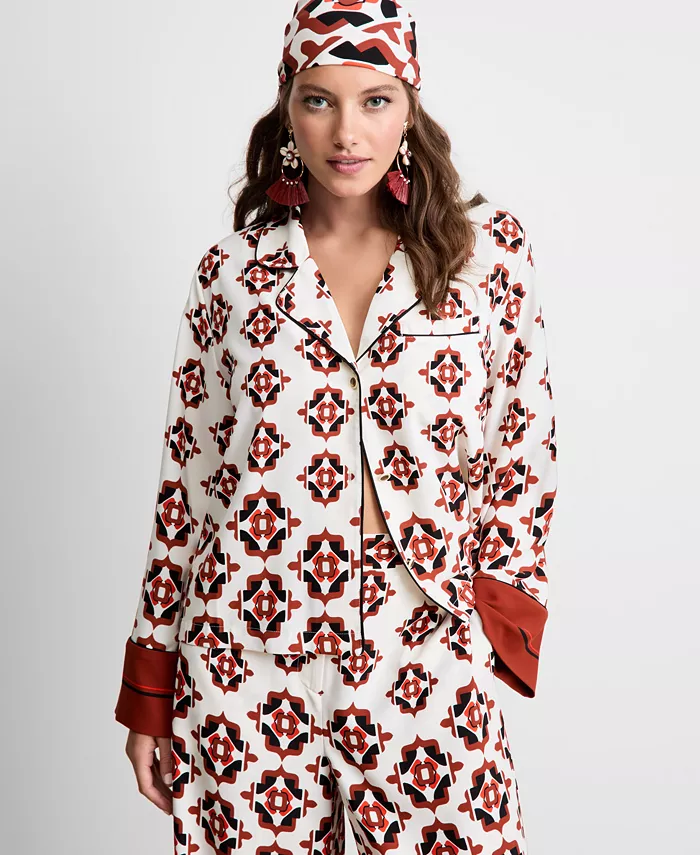 Женская рубашка с медальонным принтом On 34th, коричневый
Женская рубашка с медальонным принтом On 34th, коричневый