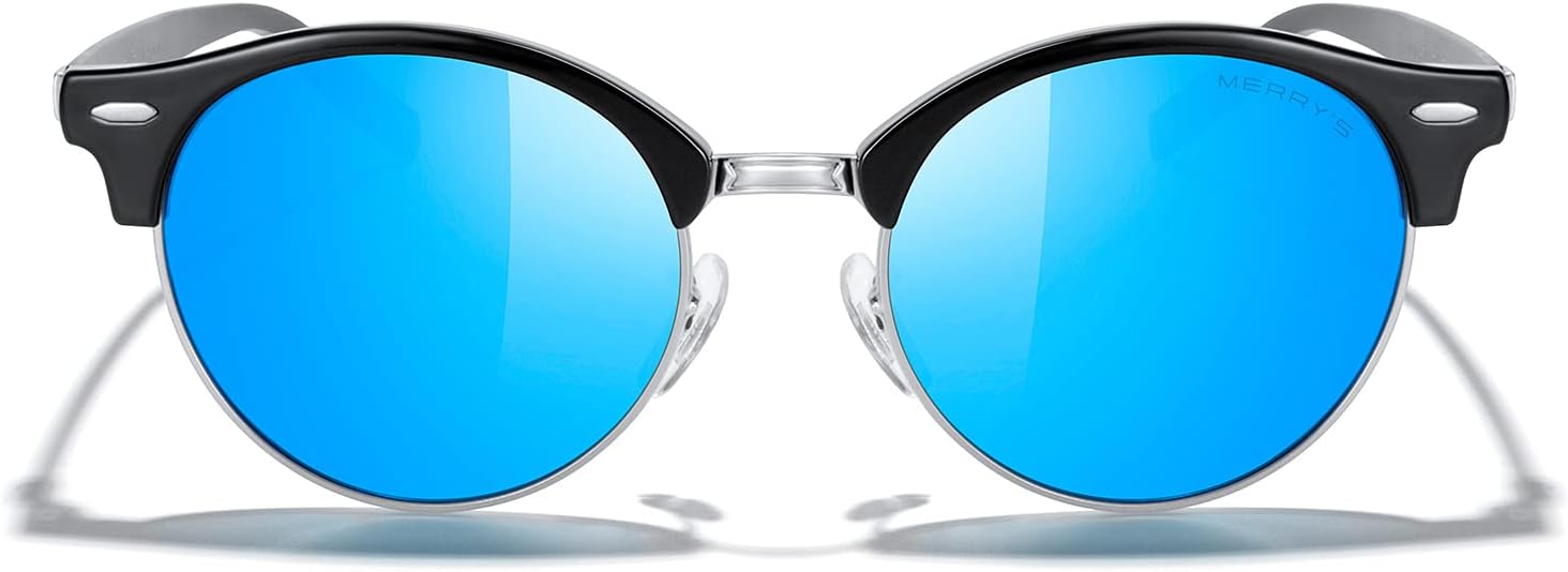 Круглые поляризованные солнцезащитные очки MERRY для женщин и мужчин, классический ретро-стиль, полуободковая оправа, алюминиевые дужки MERRY'S, Black Frame/Silver Bridge/Blue Mirror Lens
Круглые поляризованные солнцезащитные очки MERRY для женщин и мужчин, классический ретро-стиль, полуободковая оправа, алюминиевые дужки MERRY'S, Black Frame/Silver Bridge/Blue Mirror Lens